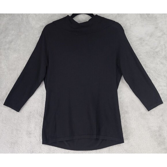 New York and Company Sweater Womens Large Black Cowl Neck Long Sleeve Y2K Top - Picture 2 of 11